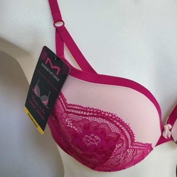 Maidenform 36B Love The Lift Plunging Push-up Bra - #9900 - Hot Pink - NWT - Picture 5 of 12